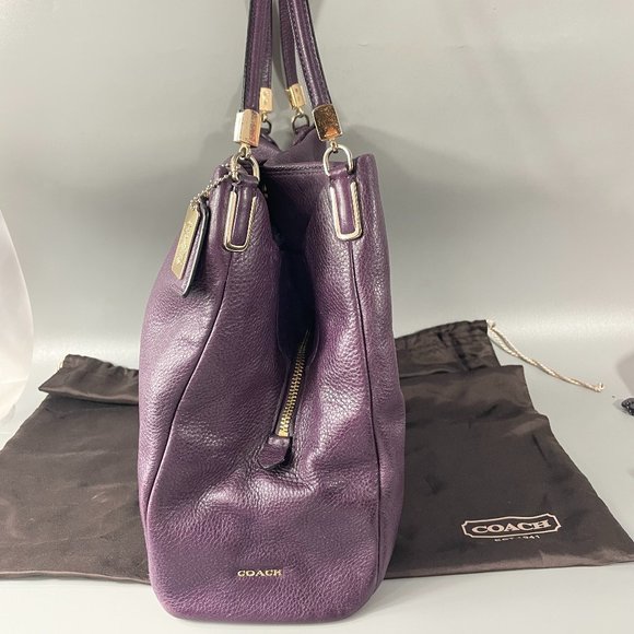 Coach #26224 Madison Leather Phoebe Shoulder Bag, Purple - Picture 4 of 14